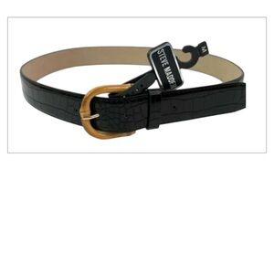 Steve Madden Black and Gold Leather Belt